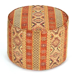 Round kilim pattern pouf cover F20 turkish moroccan persian tribal bohemian round kilim rug pouf poef puff ottoman footstool bean bag