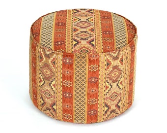 Round kilim pattern pouf cover F20 turkish moroccan persian tribal bohemian round kilim rug pouf poef puff ottoman footstool bean bag