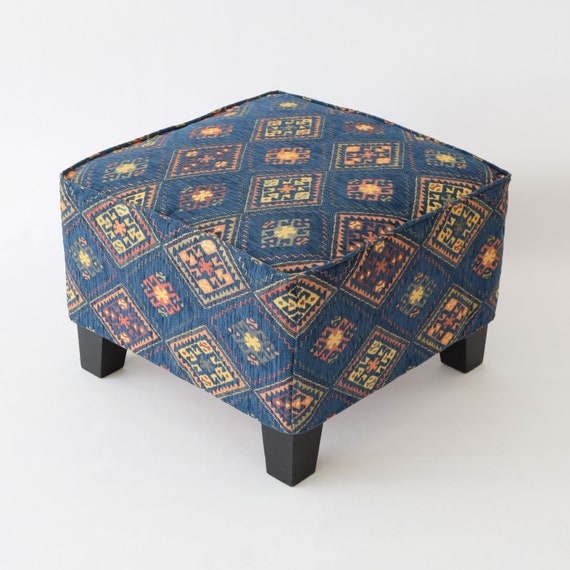 Ekenas Footstool Cover F13 tribal bohemian kilim rug ottoman footstool cover tabouret couverture fußhocker abdeckung