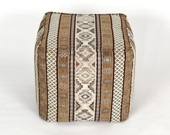Kilim pattern fabric bean bag pouf cover F42 turkish moroccan persian tribal bohemian square kilim rug pouf poef puff footstool bean bag