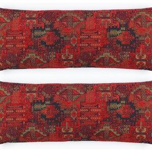 Set of 2 Kilim Pattern Woven Fabric Pillow Cover F02 turkish moroccan persian lumbar bohemian kilim rug pillow cover 12x30 14x36 12x24 14x48 image 1