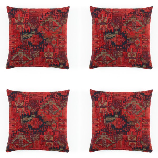 Lot de 4 Kilim motif tissé tissu taie d’oreiller F02 turc marocain persan tribal boho kilim tapis taie d’oreiller 14 x 14 16 x 16 18 x 18 20 x 20