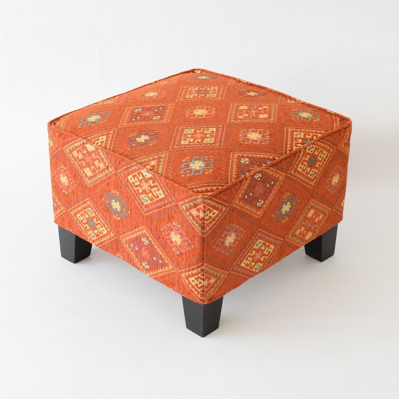 Ekenas Footstool Cover F17 tribal bohemian kilim rug ottoman footstool cover tabouret couverture fußhocker abdeckung image 1