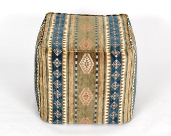 Kilim pattern fabric bean bag pouf cover F35 turkish moroccan persian tribal bohemian square kilim rug pouf poef puff footstool bean bag