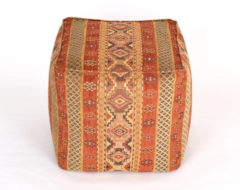 Kilim pattern fabric bean bag pouf cover F20 turkish moroccan persian tribal bohemian square kilim rug pouf poef puff footstool bean bag