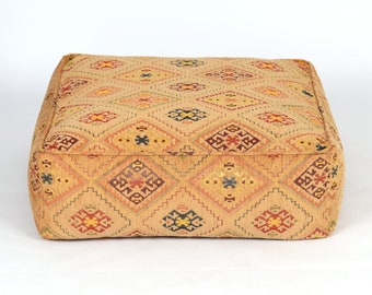 Cuscino da pavimento con motivo kilim F21, pouf turco marocchino persiano tribale boho, pouf pouf, cuscino da pavimento