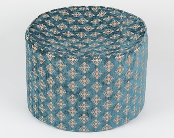 Runder Poufbezug mit Kelim-Muster F05, türkisch-marokkanisch, tribal, Boho, runder Kelim-Teppich, Pouf, Sitzsack, Ottomane, Fußhocker