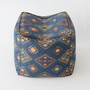Kilim pouf cover F13 turkish moroccan persian tribal bohemian square kilim rug pouf poef puff ottoman footstool bean bag
