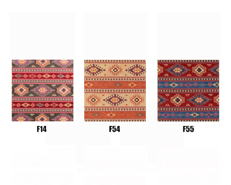 May include: Three different patterned rugs with geometric designs in shades of red, blue, orange, brown, and beige. The rugs have a traditional, tribal, or southwestern style.