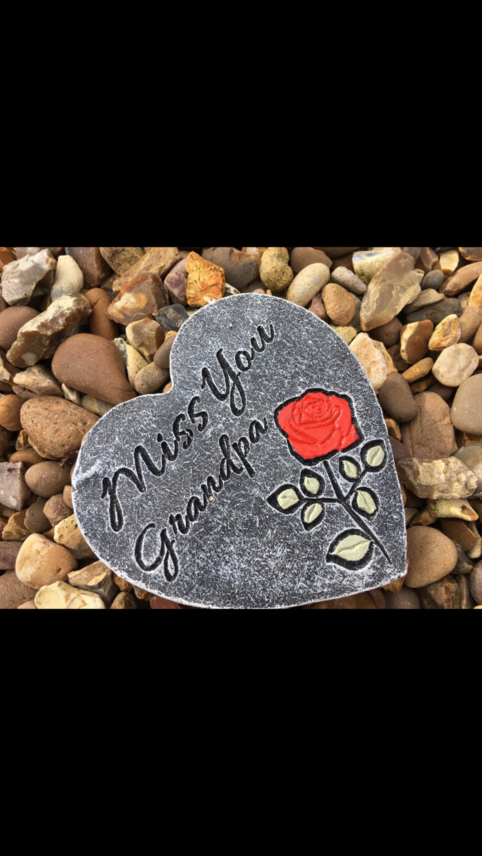 Miss You Grandpa Stone Memorial Plaque Gravemarker Heart Etsy