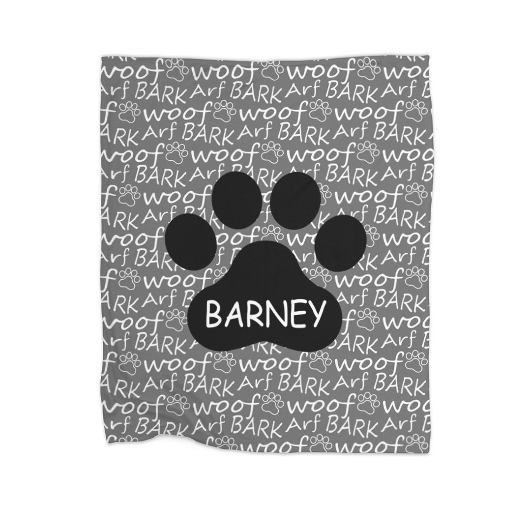 Personalized Dog Name Blanket Woof Arf Bark Etsy