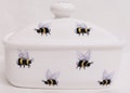Bees Butter Dish Fine Bone China Multi Bumble Bee Container Hand Decorated in UK