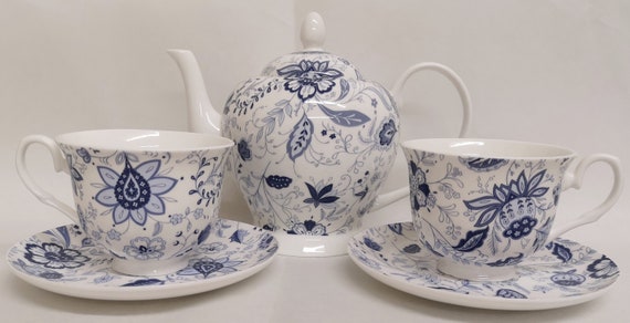 Tea for Two Feature Floral in Blue Tea for Two Feature Floral in Blue