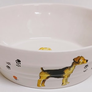 Dogs & Puppies Bowl Ceramic Food Pet Dish 800 ml 17.5 cm Hand Decorated in UK