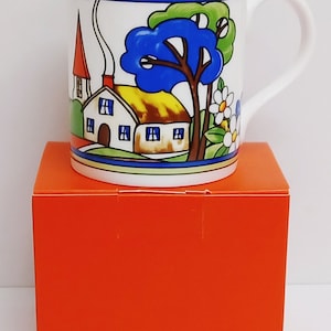 Village Art Deco Mug Gift Boxed Fine Bone China Large Balmoral 14fl oz 400 ml Exclusive Countryside Cup