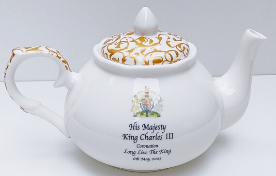 Buy HM King Charles III Teapot Fine Bone China 1300 Ml 45oz Large