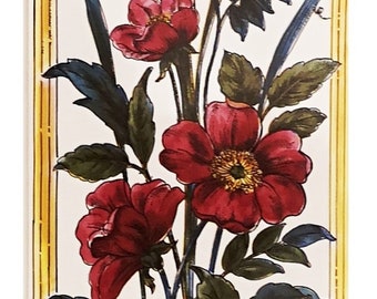 Wheatsheaf & Poppy Ceramic Tile Mural Poppies Decorative 5 Tiles 15x15 cm Fireplace Backsplash Hand Decorated in UK