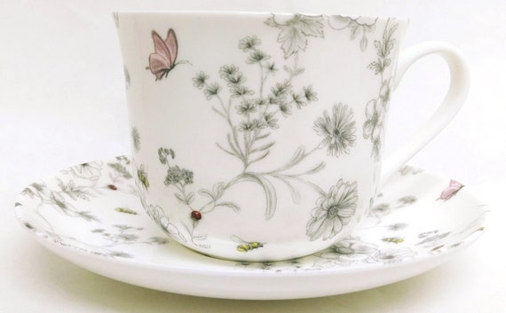 Secret Garden Breakfast Cup Saucer Large Fine Bone China Etsy
