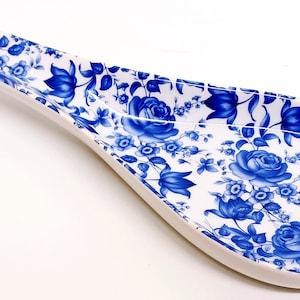 Delft Blau Große Löffel Ablage Porzellan 27 cm 10,5 "Blau Blumen Floral Keramik Hand verziert UK