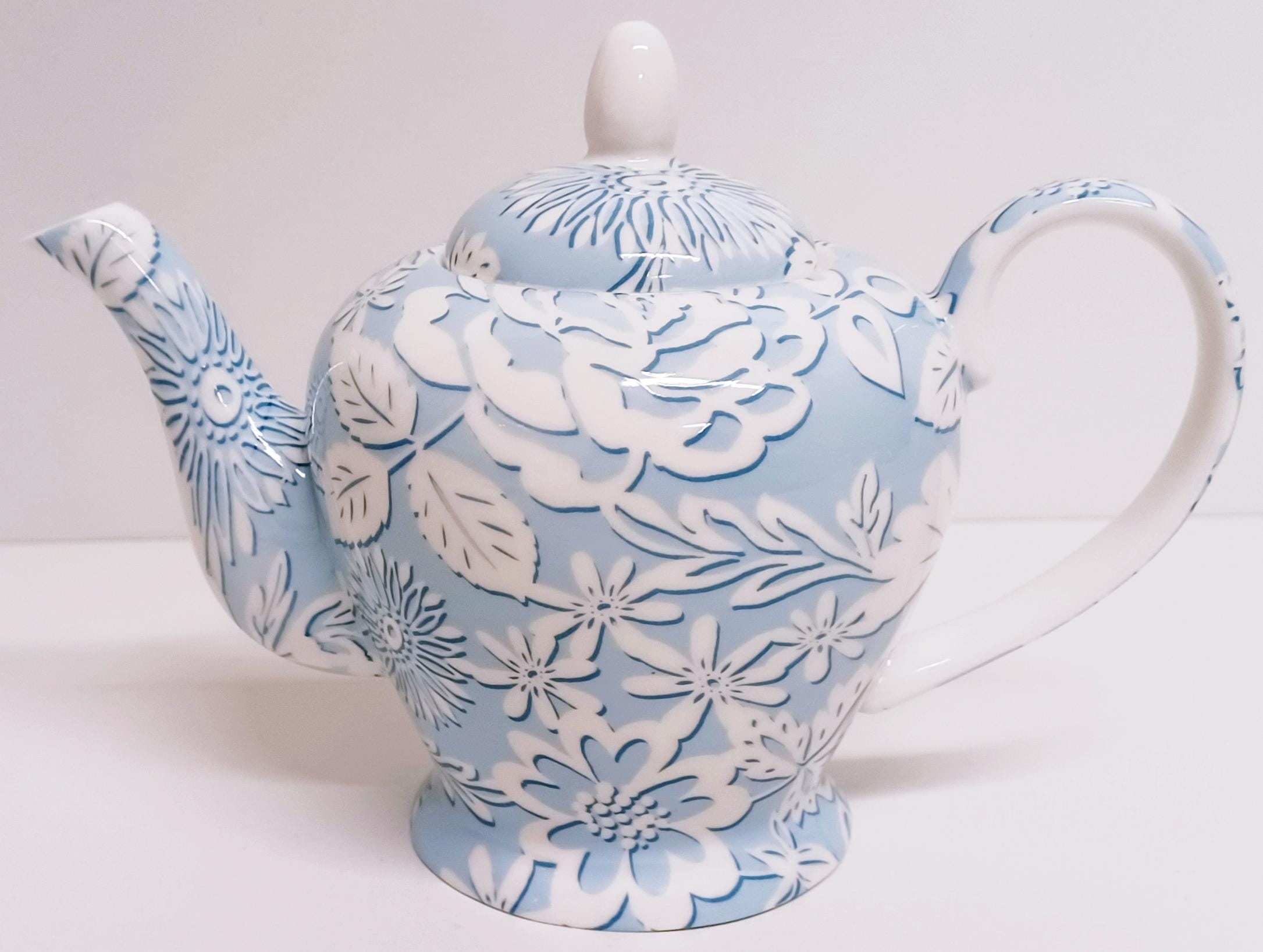 Keramik-Teekanne Mit Blumenmotiv – 813 Ml, Handgefertigt Mit Goldfaden – Rosa