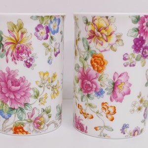 Oriental Garden Mugs Set of 2 Fine Bone China 300 ml Vintage Floral Flowers Windsor Cups Hand Decorated in UK
