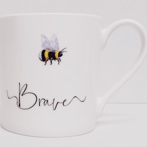 Bee Brave Mug Fine Bone China Bees Collection Large Balmoral 14oz Cup Hand Decorated UK