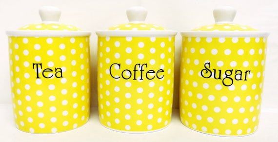 ochre tea coffee sugar canisters