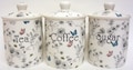 Secret Garden Tea Coffee Sugar Fine Bone China Canisters Flowers Butterflies Bees Jars Hand Decorated UK