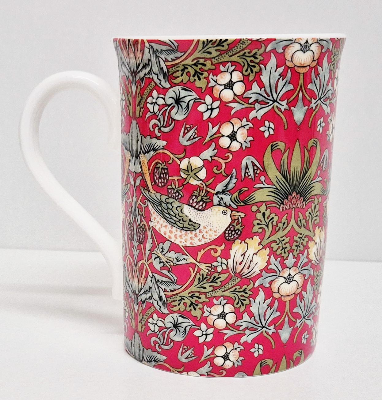 William Morris Strawberry Thief Red Mug Bone China 340ml Windsor