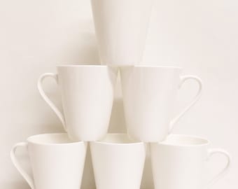 Richmond White Fine Bone China 12 oz Set of 6 Mugs 350 ml Cups