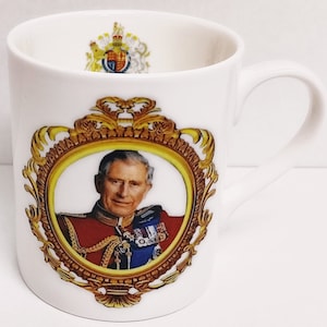 HM King Charles III Mug Fine Bone China Balmoral Coronation Commemorative Collectors Cup Hand Decorated UK