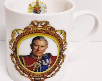 HM King Charles III Mug Fine Bone China Balmoral Coronation Commemorative Collectors Cup Hand Decorated UK