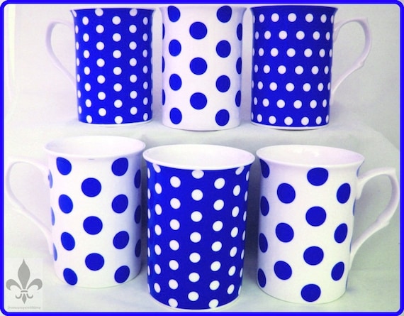 Green Dots /& Spots Mugs Set of 2 Bone China Balmoral Green Mugs Decorated in UK