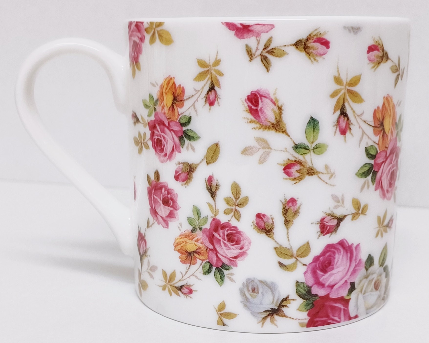 Garden Roses Mugs Set 4 Fine Bone China 14fl Oz 400 Ml Large