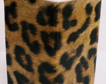 Leopard Brown Candle Holder Fine Bone China Animal Print Tea Light Hand Decorated UK