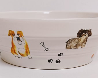 Comedero Cerámico Para Perros De Repuesto - Cuenco Para Perros Pequeños Y Medianos - Plato De Comida - 850 Ml - Blanca