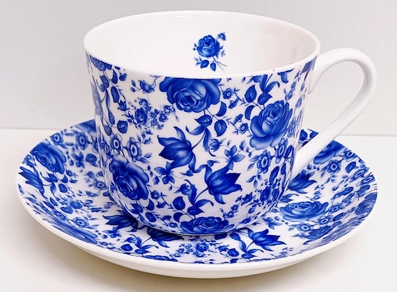Delft Blue Cup & Saucer Jumbo Breakfast Fine Bone China Blue