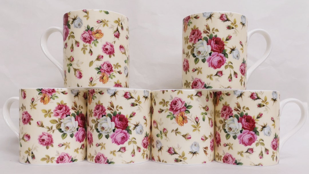 Secret Garden Mugs Set 2 Fine Bone China Large Balmoral 14 Oz 400ml