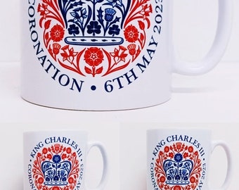 HM King Charles III Coronation Emblem Mug Gift Boxed 10oz White Porcelain Celebration 6th May 2023 Cup Decorated in UK
