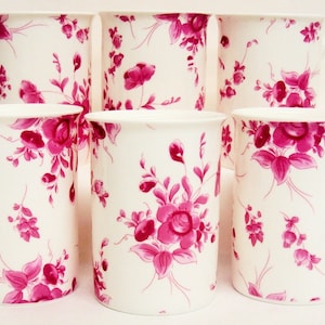 Eden Ruby-mokken Set van 6 fijn porseleinen bloemen 300 ml bekers van 10 oz, met de hand gedecoreerd in het VK
