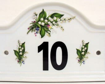 Lilly of the Valley Door Plaque Ceramic House Number Any Number