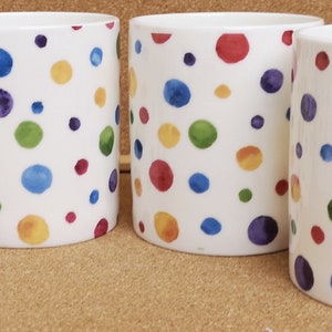 Set of 6 Fine Bone China Spotty Mugs Polka Dots Black & White Coffee
