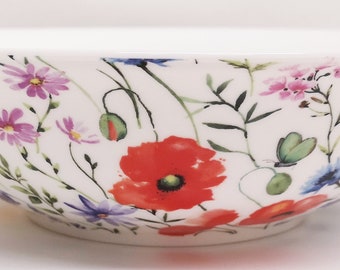 Wildflowers Meadow Large Bowl 9.5" 24 cm Fine Bone China Salad Pasta Mixing Serving Multicolour Floral