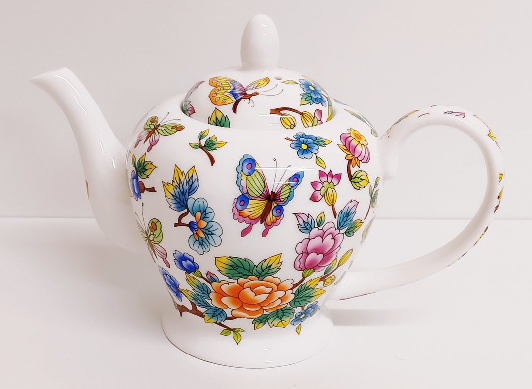 Magic Garden Teapot Fine Bone China Flowers & Butterflies 20oz Small