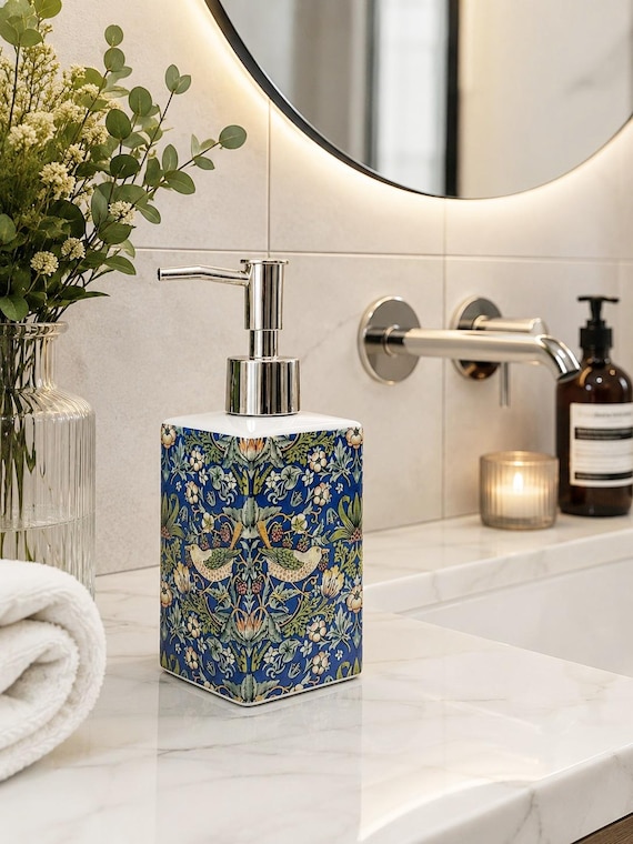 ストウブ　トリベット&ウォーマー　ヴィンテージ リペア　ブルー William Morris Strawberry Thief Blue Soap Dispenser Porcelain 200