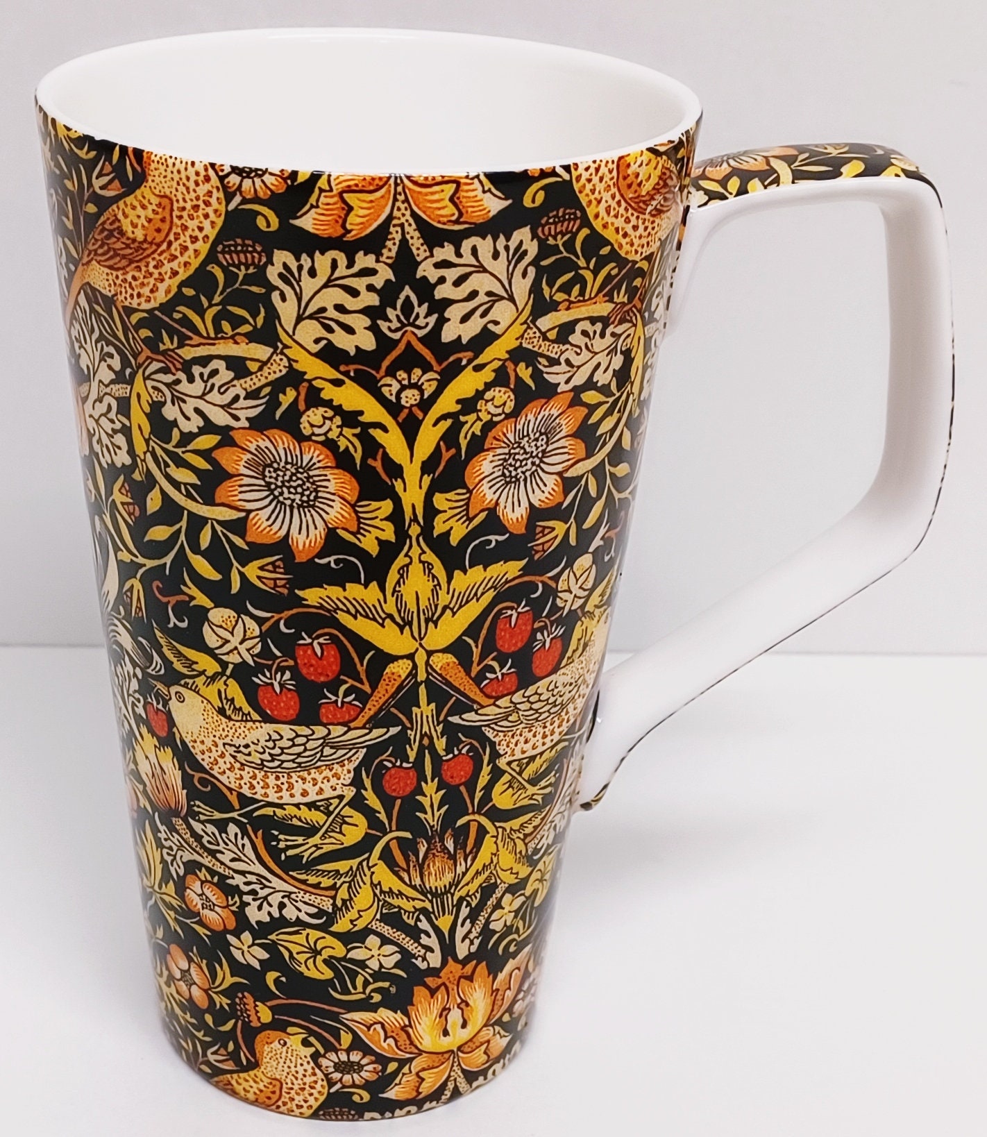 William Morris Strawberry Thief Black & Yellow Mug 500 Ml Fine