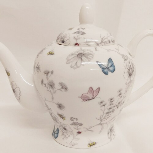 Secret Garden Teapot Fine Bone China 20oz Flowers Butterflies Etsy