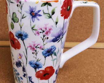 Wildflowers Meadow 20oz Mug Fine Bone China Large Jumbo 1 Pint Multi Colour Floral Latte Coffee Tea Cups Hand Decorated UK