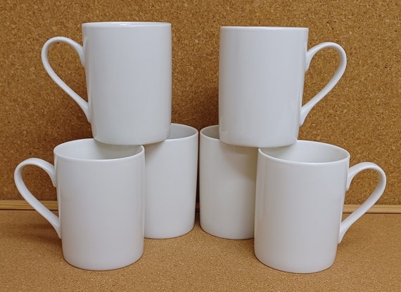 White Mugs Set of 6 Fine Porcelain 325 Ml 11 Fl Oz Regal Plain