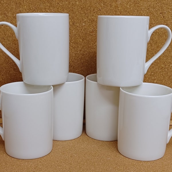 White Mugs Set of 6 Fine Porcelain 325 ml 11 fl oz Regal Plain Cups